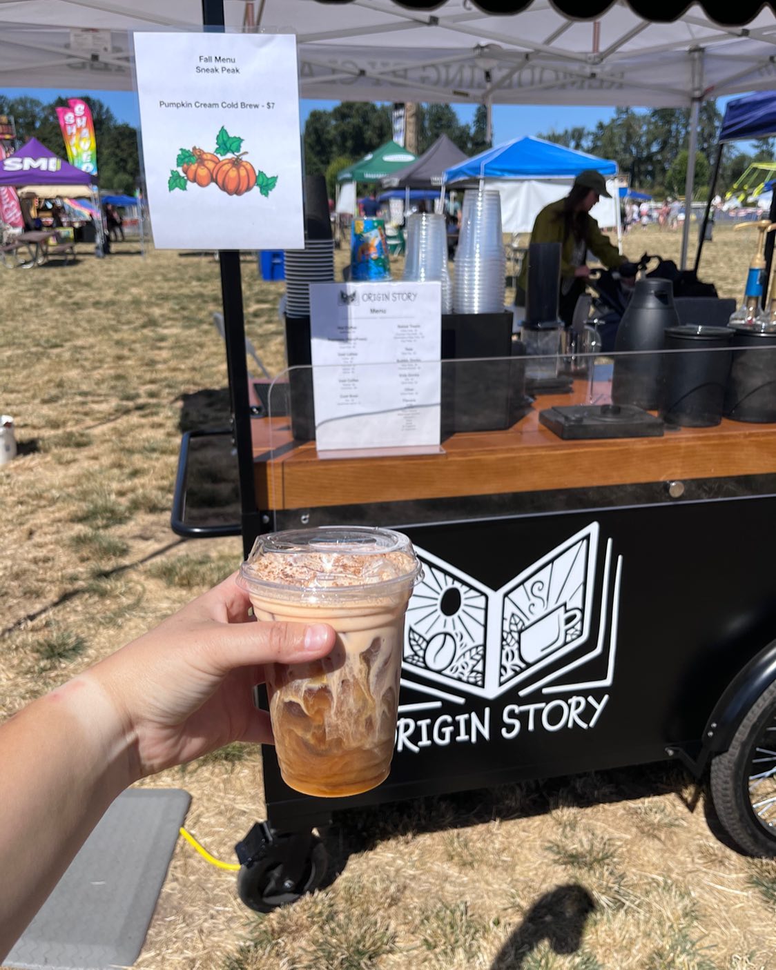Come get your pumpkin cream cold brew! At Keizer fest today!